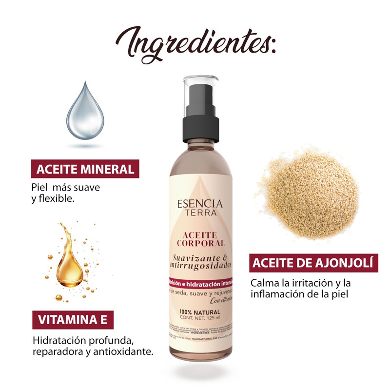 Aceite de ducha corporal suavizante y anti-rugosidades adicionado con vitamina