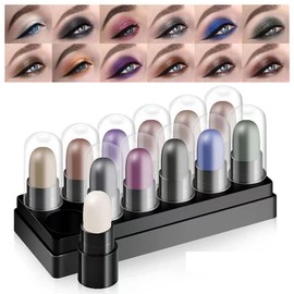 12 Color Eyeshadow Stick Set, Long Lasting 24 Hour Eyeshadow Palette, Waterproof & Sweat-proof, Hypoallergenic, Highlighter Eye Liner, Multi-dimensional Eyes Look