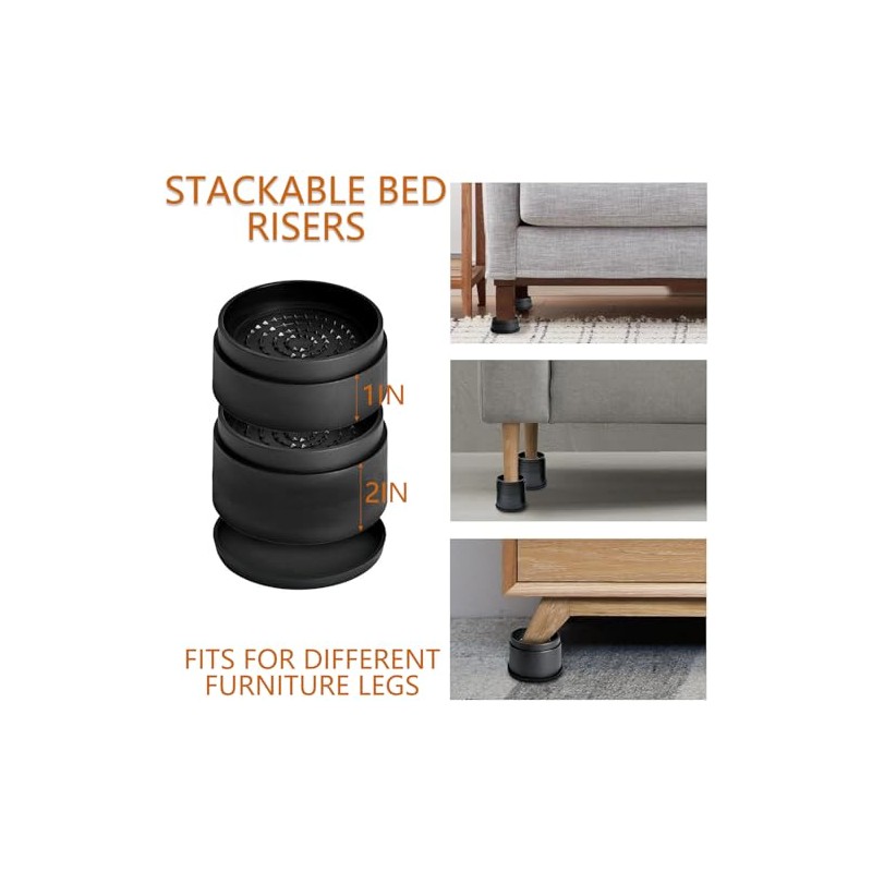 4 Elevadores De Muebles Cama/Nevera,1 Pulgadas,Patas De Muebles Redondos Elevadoras,Protege