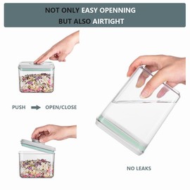 Haivebo Airtight Food Storage Containers Pop Easy Open Button Sealable Storage Jars Set of 3 1200ml Containers with Leakproof Lids Stackable Design