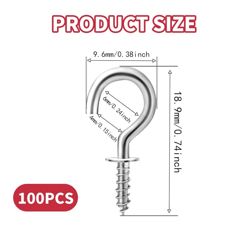 SIYUPU 100 Pcs Small Hooks, Screw-in Wall Hooks for Hanging