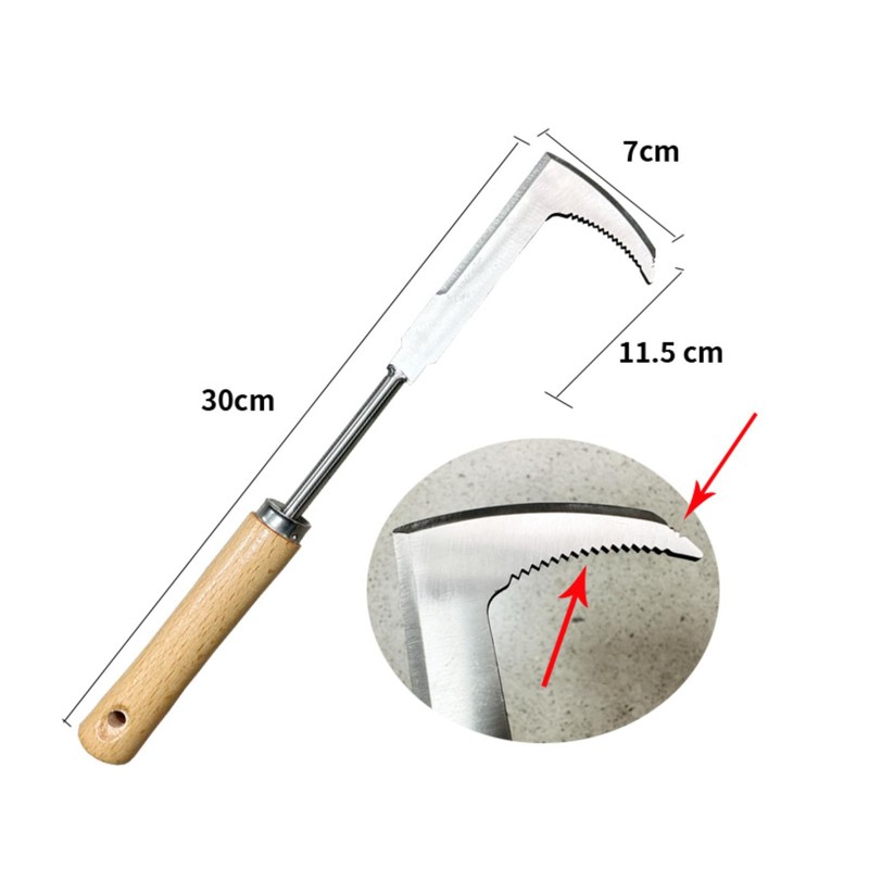 SAILINMUJIMI Weed Remover Tool Set ，3-Piece with Wood Handle, Serrated