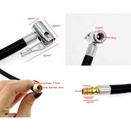 JZK Tyre inflator connector, easy clip push on tyre valve adapter, inflator pump hose adapter with lever lock, tyre pump hose, air tyre tire chuck, car tire inflation hose for car motorcycle bike