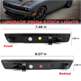 KEEGTBOX Smoked Lens LED Side Marker Lights Kit Front & Rear Bumper Lamps Compatible with Dodge Challenger regular body 2015-2023 Amber Front & Red Rear Side Marker Indicator Lamps Set (4PCS)