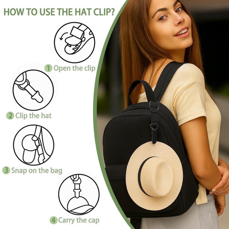 Hat Clip for Travel on Bag - Elastic Hat Holder