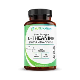 NUTRINATION L Theanine 400mg Capsules - 99.6% Pure L-Theanine | 5 Months Supply - 150 Capsules | Supports Relaxation & Focus, Promotes Calm | Zero Additives, Vegan & Non-GMO | GMP - Certified, Lab Tested