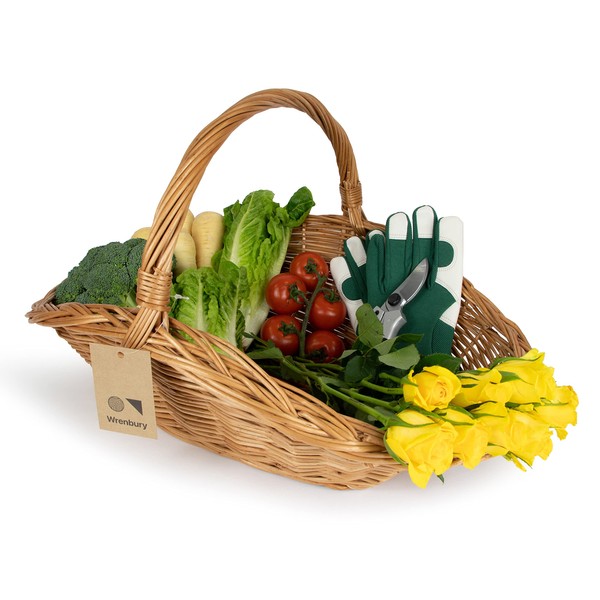 Traditional Heritage Garden Trug Basket 58m - Wicker Vegetable Foraging Basket - Flower Basket with Handle - Gardening Trug Basket