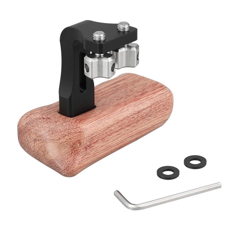 CAMVATE Wooden Handle with 1/4"-20 Thumb Screw for DSLR Camera