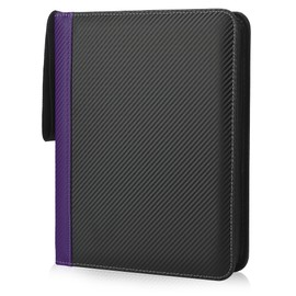 TCGUARD 9 Pockets Trading Card Binder with Sleeves Card Organizer, 900 Double Sided Pocket PU Card Collection Binder, Baseball Binder,for Sports Card, MTG, TCG Yugioh Card (Purple)