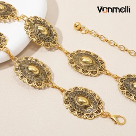 VONMELLI Women Western Metal Chain Belt Cowgirl Waist Chain Belt for Dresses Jeans Concho Gold Chain Hip Belt Gold Fit Waist Upto 36inches