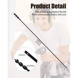 AOKLIT Flexible Installer Drill Bit for Wire Pulling, 9/16-Inch x 54-Inch Extra Auger Long Drill Bit, Flexible Drill Bit with a Fish Eye Hole and Screw Point-1/4 3-Flat Anti-Slip Shank