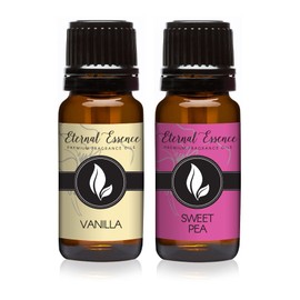Eternal Essence Oils 2 Pack 10ml Premium Fragrance Oil - Vanilla & Sweet Pea - for Candle, Soap Making, Aromatherapy, Diffusers, Home Care, & Humidifiers