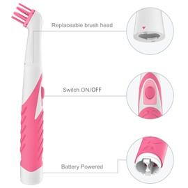 SOARING Electric Cleaning Brush, Electric Grout Brush with 4 in 1 Multiple Brush Heads, Household Cordless Motorized Brush for Grout Corner Bathroom Toilet Kitchen Tile Crevice(Pink)