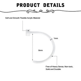 Briana Williams Clear Nose Stud Nose Piercing Retainers 20G 18G Bioflex Flexible Nose L Shape Bone Spiral Piercing, UV