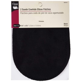Dritz Suede Cowhide Elbow Patches 4-3/4-inch x 6-5/8-inch 2/Pkg-Black, 2-Pack