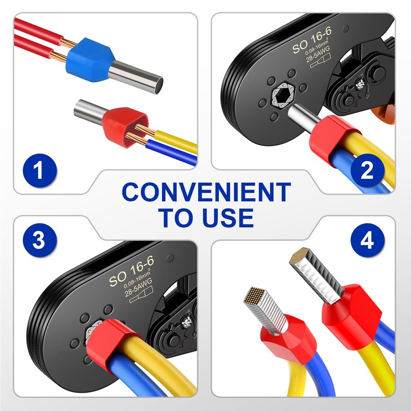 Preciva 800PCS Twin Bootlace Ferrules,0.5-10mm²Dual Terminals Kit,Crimp Connectors,All Brass Core