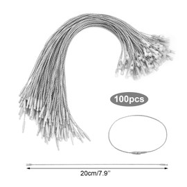 Qiuyan 100 PCS Christmas Tree Ornament Hanger Strings Snap Fastener Tag Cord Precut Ribbon Hook Xmas Ornament Hanging Loop for Christmas Tree Decorations Baubles Gift Tag (Silver)