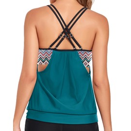 Holipick - playera tipo tankini para mujer, con control de abdomen, parte superior de natación, ajuste holgado, solo sin parte inferior, Turquesa, M