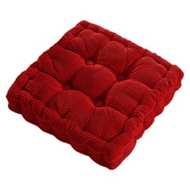 QUINTRA 2.8 Thick Corduroy Cushion Pads 16x16 Inch Solid Color Soft Chair Pad Round/Square Floor Cushion Seat Mats Meditation Yoga Seat Cushions for Living Room Office Knee and (A, A)