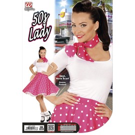 W WIDMANN MILANO Party Fashion - Women's 50s Polka Dot Skirt and Scarf, Rock'n'Roll, Twist, Pink Lady, T-Birds, Carnival, Theme Parties