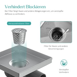 EMKE Drain Fitting Shower Tray, Shower Drain with Siphon Shower Drain, Odour Trap and Hair Strainer, Drain Hole Set for Shower Tray