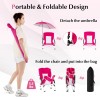 Costway Portable Beach Umbrella Chair w/Hexagonal Parasol Comfy Armrest Breathable