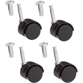 Just Accessories Twin Nylon Wheel Castors Casters, Socket Grip Neck Stem Fix, 40mm, Load Bearing 25Kg - Pack of 4