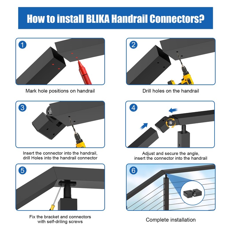 BLIKA 2 Pack Vertical Pivot Connectors with Screws, 180° Adjustable
