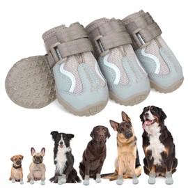 EXPAWLORER 4PCS Anti-Slip Dog Shoes - Breathable Mesh Dog Booties & Paw Protectors with Reflective Straps for Outdoor Cold/Hot Pavement, Indoor Hardwood Floors, Dog Boots for Small Medium Large Dogs