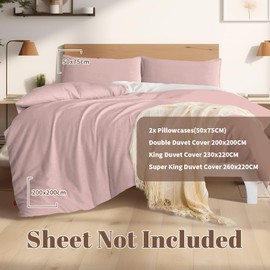 Ressden Bedding Duvet Cover Set with 2 Pillowcases - 400TC Organic Cotton, 3-Side Zipper, Super King Size Luxury Bedding Sets, Cloud Pink