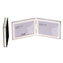 7 x 5-inch Silver Flat Edge DOUBLE LANDSCAPE Photo Frames - Velveteen Backing - Tarnish Resistant (7 x 5-inch)