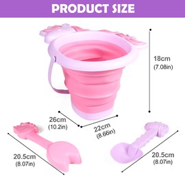 FALUCKYY Beach Toys Set for Kids,Foldable Bucket Beach Toy Set,Beach Toys & Bucket and Spade,Unicorn Kids Beach Sand Bucket Set Sand Toys,Beach Playset Kids Gift