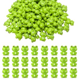 100 Pieces Mini Green Plastic Frog Garden Decorations, Wsimily Tiny Frog Sculptures for Fairy Garden, Dollhouse Décor, Party & Home Decoration - Cute Miniature Frog Figurines
