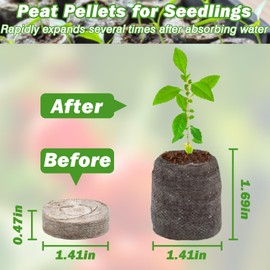 ZeeDix 100 Pcs (36mm) Peat Pellets for Seedlings, Compressed Seed Starting Plugs Pallet Potting Soil Block, Seed Starter Pellets Soil Pods for Planting Flowers, Herbs and Vegetables