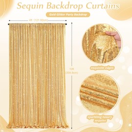 Sequin Backdrop 4ftx10ft Gold Glitter Curtain for Birthday Baby Shower Photography Background Decorations