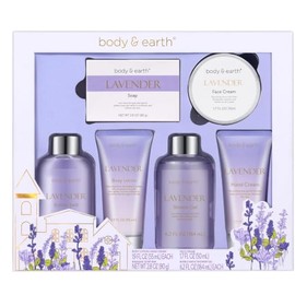 Set de regalo de baño y cuerpo, juego de 6 piezas de baño de lujo para mujeres, cuerpo y tierra Spa con aroma de lavanda  Baño de burbujas, gel de