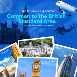 STAPERFO USB Travel Plug Adapter Adattatore, UK Adapter, Travel Plug England with 1 USB A and 1USB C, UK Adapter for EU to England/Scotland/Ireland/Dubai/Maldives, White