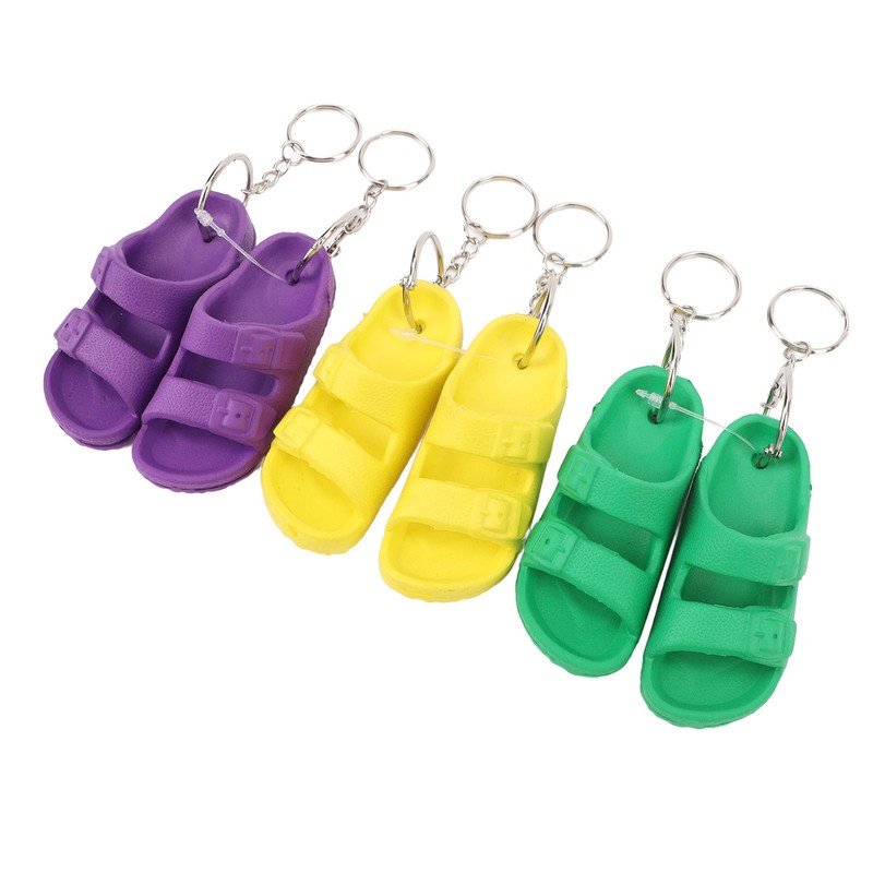 3 Pairs Slipper Keychain Silicone Multifunctional Key Chain Key Ring