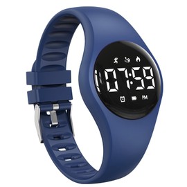 Kids Fitness Tracker Watch with LED Display, Water Resistant Step Counter Watch, Digital Wristwatch, Pedometer, Alarm Clock & Calendar for Boys Girls teens (Deep blue)
