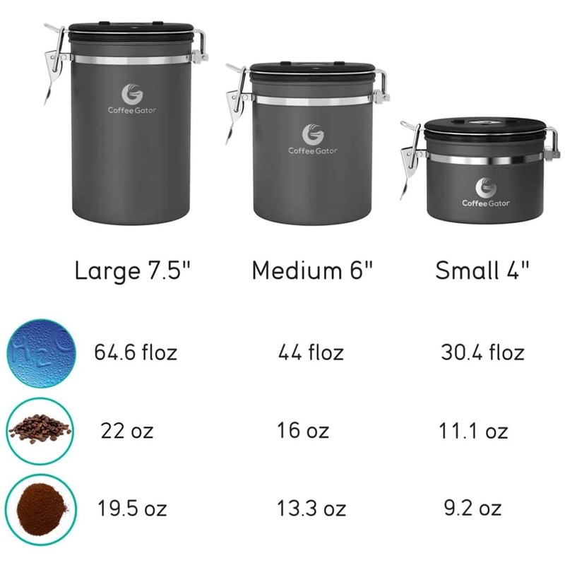 Coffee Gator Coffee Storage - Stainless Steel Tea and Sugar