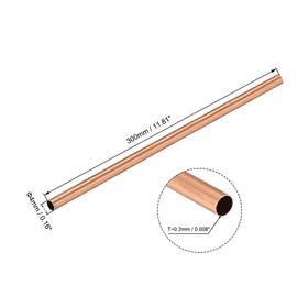 TA-VIGOR 2Pcs Copper Round Tube, 4mm OD 0.2mm Wall Thickness 300mm Long Straight Pipe Tubing for Hobbies, Crafts, Building Models, Building Decorations, Frames, Industrial, Gardening Products