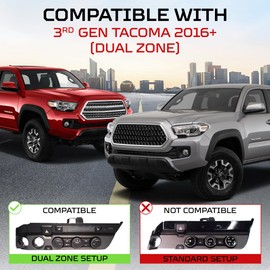 AJT Design Climate Knob Rings Compatible with Toyota Tacoma 2016-2023 (3rd Gen Tacoma Dual Zone), 3-Pack | High-Strength ABS Replacement Trim Rings | Perfect Fit & Easy Install | Made in USA - Red