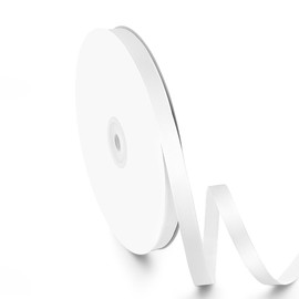 Isaspire 3/8" Width x 100 Yards Satin Ribbon, Small White Ribbon Perfect for DIY Craft, Bows, Gift Wrapping, Flower Bouquet, Valentine's Day, Christmas and Party Decoration