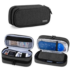 Yarwo インスリンケース 2層式 血糖値測定用品 インスリン注射用品 まとめて収納 コンパクト インスリンポーチ ブラック