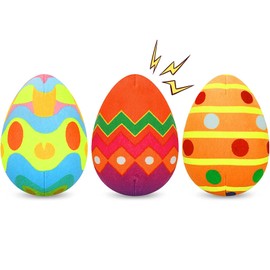 Rypet 3 Pack Easter Toys for Dogs Stuffed Dog Toys Egg Squeaker Plush Pet Toy Puppy Chew Toys Easter Gift for Small Medium Dogs