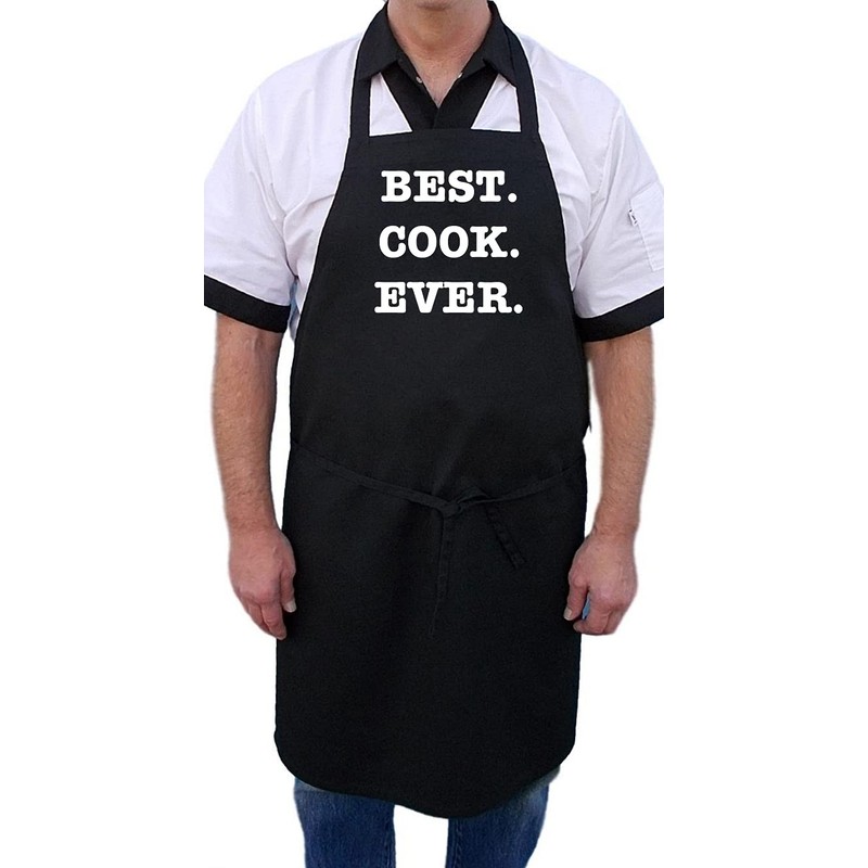 Comical Chef Apron Best Cook Ever, Black Kitchen Aprons, Full