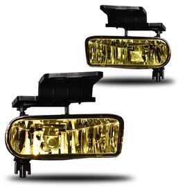 CNNELL Fog Lights Assembly Compatible with Chevy Silverado 1500 2500 1999-2002/Fit Chevy Silverado 3500 2001-2002/Fit Chevy Suburban/Tahoe 2000-2006 Yellow Lens