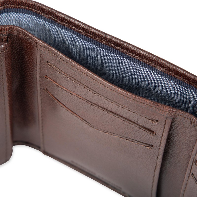 Haggar Men's Leather RFID Trifold Wallet, Brown Extra Capacity, One