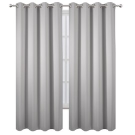 LEMOMO Blackout Curtains 52 x 84 inch/Light Grey Curtains Set of 2 Panels/Thermal Insulated Room Darkening Bedroom Curtains
