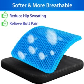 Winuoyang Soft Sitter Cushion, Gel Seat Cushion Breathable Honeycomb Gel Cushion Cooling Design for Office Chairs, Cars, Wheelchairs, Wheelchair Cushions 40x35cm